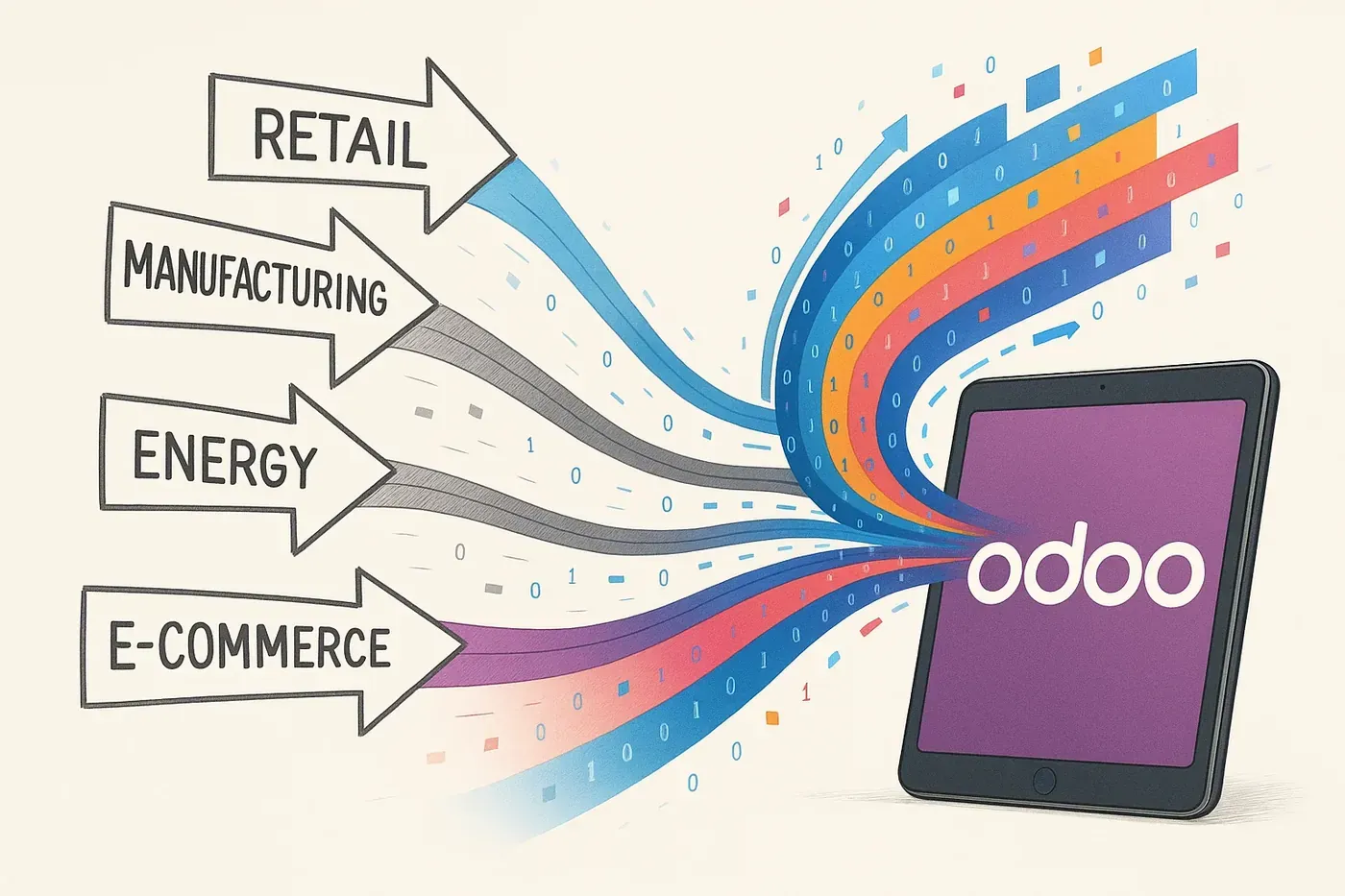 Odoo connects industries such as retail, manufacturing and e-commerce